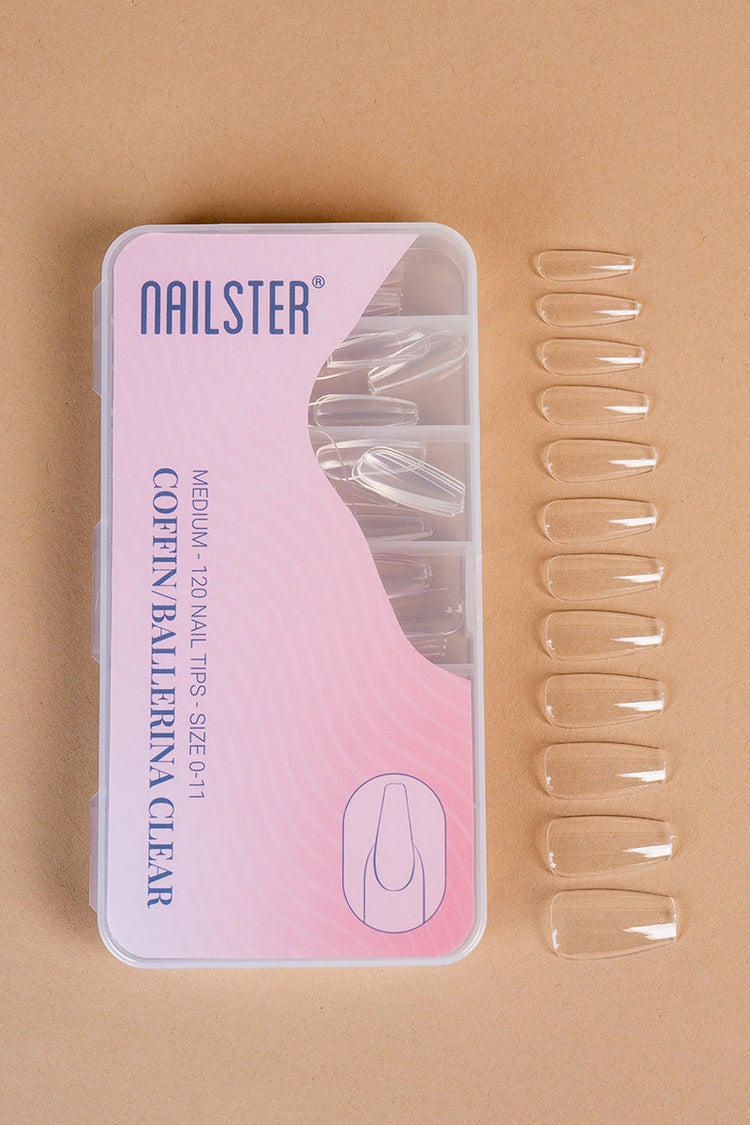5 x Coffin/Ballerina Medium Clear Tips